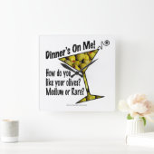 WALL CLOCKS Dinner! Oliven? Mittel oder selten? Quadratische Wanduhr (Zuhause)