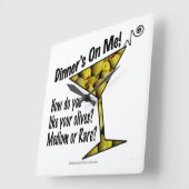 WALL CLOCKS Dinner! Oliven? Mittel oder selten? Quadratische Wanduhr (Winkel)