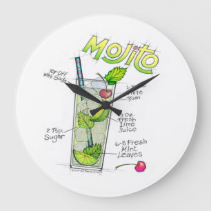 WALL CLOCKS - MOJITO RECIPE COCKTAIL ART GROßE WANDUHR