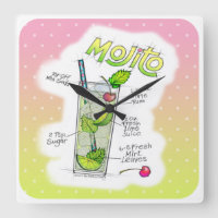 WALL CLOCKS - MOJITO RECIPE COCKTAIL ART