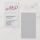 Wall Design Red Park Avenue Monogram Business Card Visitenkarte (Vorne/Hinten)