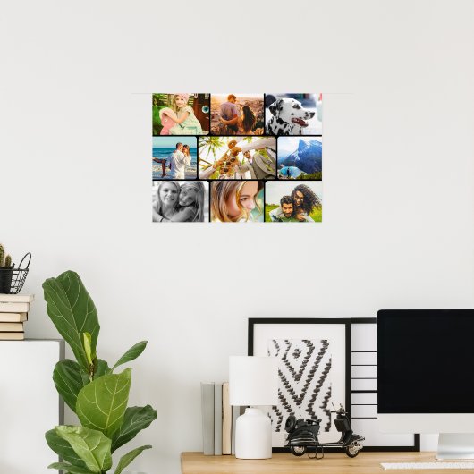 Wall Poster 9 Foto Template Rounded Frame Collage (Heimbüro)