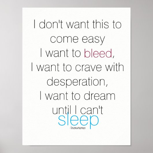 Wall Poster Inspiration Zitate, die ich zum Träume (Vorne)