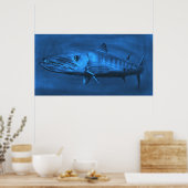 WALL SIZZIERT - Riesiges blaues Barracuda Poster (Küche)
