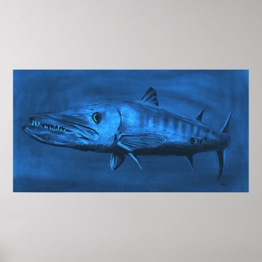 WALL SIZZIERT - Riesiges blaues Barracuda Poster (Vorne)
