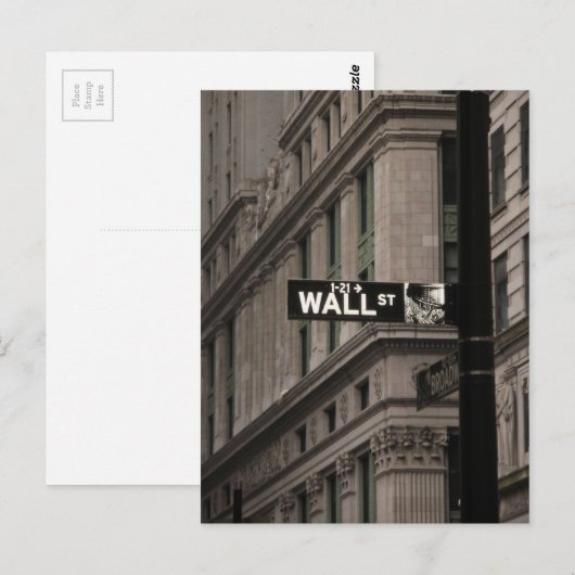 Wall St New York Postkarte (Vorne/Hinten)