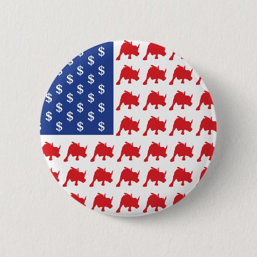 Wall Street Bull Market American Flag Button (Vorderseite)