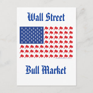 Wall Street Bull Market American Flag Postkarte