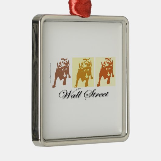 Wall Street Bull Market Silbernes Ornament (Rechts)