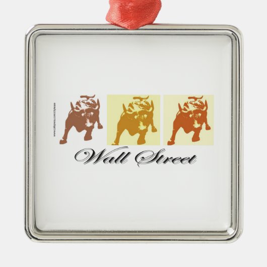 Wall Street Bull Market Silbernes Ornament (Vorne)