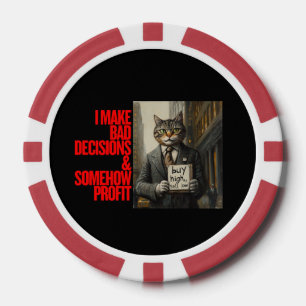Wall Street Cat Meme Funny Minimalistisch Invest Pokerchips