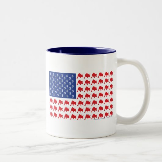Wall Street Patriotic American Flag Zweifarbige Tasse (Rechts)
