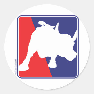 Wall Street Red White und Blue Bull Runder Aufkleber