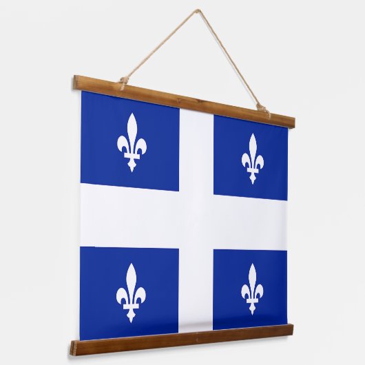 Wall Tapestry mit der Flagge von Quebec, Kanada Wandteppich Mit Holzrahmen (Gewinkelt)