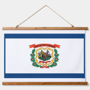 Wall Tapestry mit Fahne von West Virginia, USA. Wandteppich Mit Holzrahmen