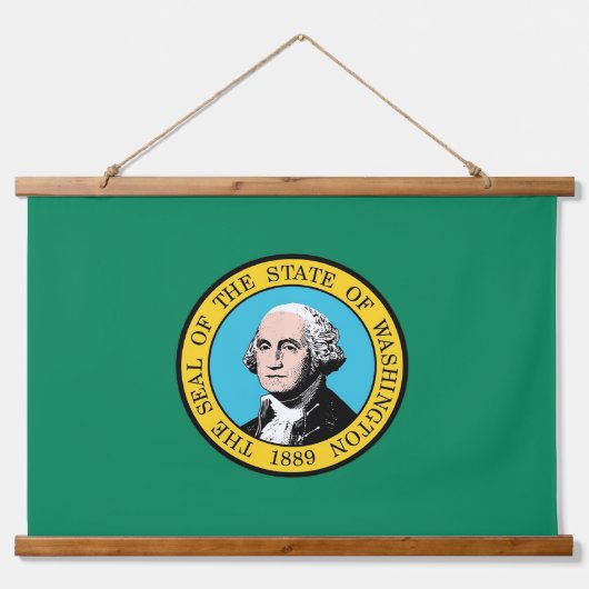 Wall Tapestry mit Flagge von Washington, USA. Wandteppich Mit Holzrahmen (Vorne)