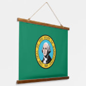 Wall Tapestry mit Flagge von Washington, USA. Wandteppich Mit Holzrahmen (Gewinkelt)