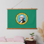 Wall Tapestry mit Flagge von Washington, USA. Wandteppich Mit Holzrahmen (Schlafzimmer)