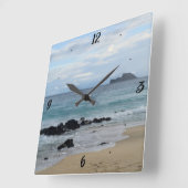 Wall-Uhr am Strand Quadratische Wanduhr (Winkel)