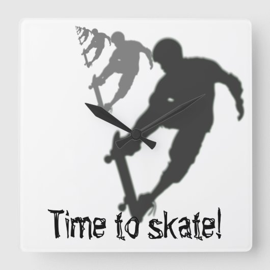 Wall-Uhr der Skateboarder Quadratische Wanduhr (Vorderseite)