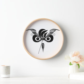 Wall-Uhr der Weißen Augen: Schwarzes Owl-Design Uhr