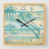 Wall-Uhr für die Beachszene Quadratische Wanduhr (Vorderseite)