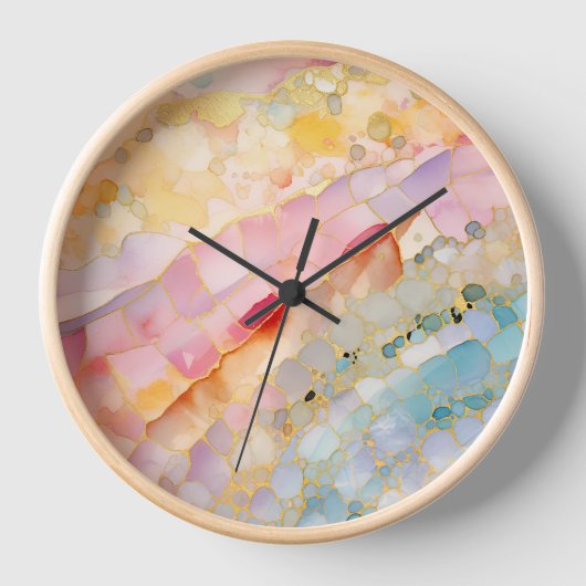 Wall-Uhr mit abstraktem Muster. Pastellfarben Uhr (Vorderseite)