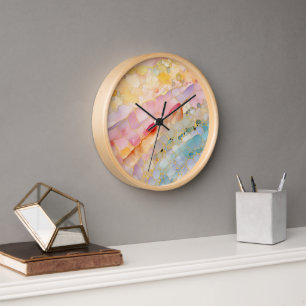 Wall-Uhr mit abstraktem Muster. Pastellfarben Uhr