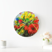 Wall-Uhr mit Blume Hintergrund Große Wanduhr (Zuhause)