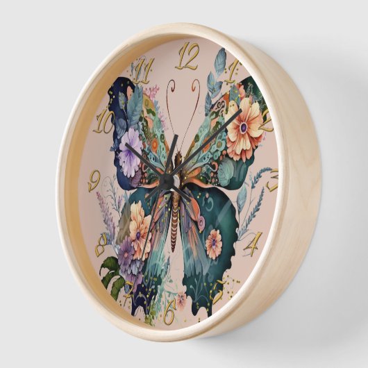 Wall-Uhr mit Blumenschmetterling Uhr (Winkel)