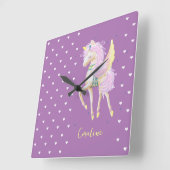 Wall Uhr mit einem niedlichen Bild eines Einhorns. (Winkel)