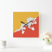 Wall-Uhr mit Flagge Bhutans Quadratische Wanduhr (Zuhause)