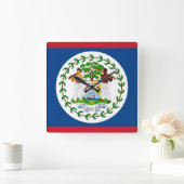 Wall-Uhr mit Flagge von Belize Quadratische Wanduhr (Zuhause)