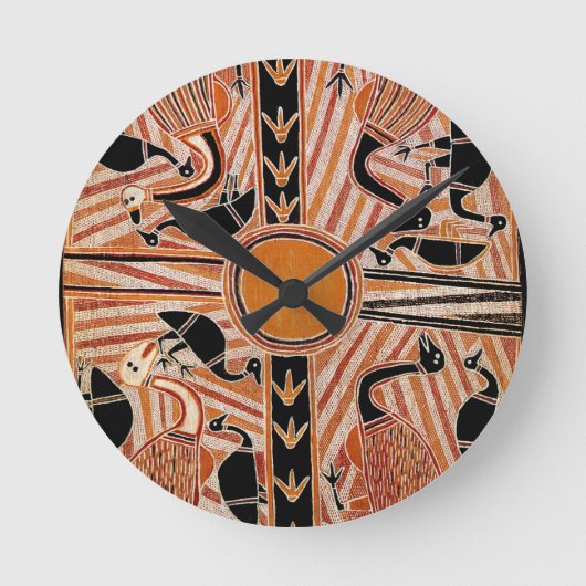 Wall-Uhr mit Maori-Stammbauweise Runde Wanduhr (Vorderseite)