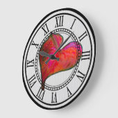 Wall-Uhr mit rotem Anthurium Große Wanduhr (Winkel)