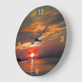 Wall-Uhr mit wunderschön bearbeitetem Sonnenunterg Große Wanduhr (Winkel)