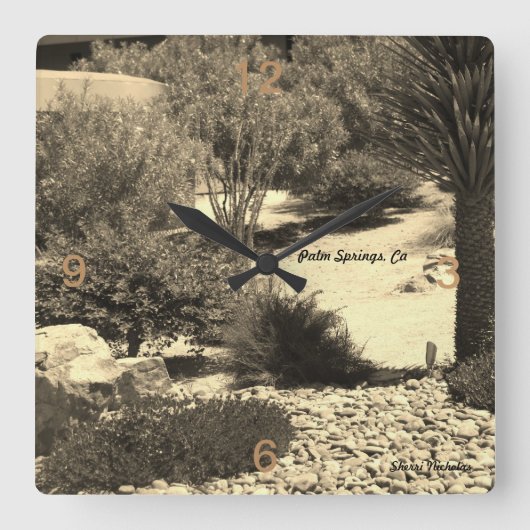 Wall-Uhr, Palmspäne, Ca Quadratische Wanduhr (Vorderseite)