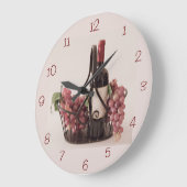 Wall-Uhrenkorb mit Wein und Trauben Opt. 2 Große Wanduhr (Winkel)