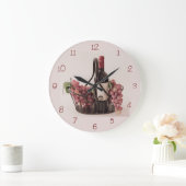 Wall-Uhrenkorb mit Wein und Trauben Opt. 2 Große Wanduhr (Zuhause)