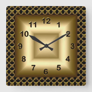 Wall-Uhrenmetall sieht schwarz Bronze Gold aus Quadratische Wanduhr