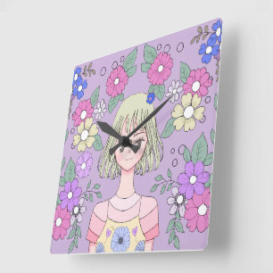 Wall Watch aus der Sammlung von Yume no Hana Quadratische Wanduhr