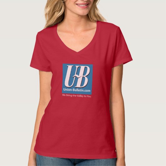 Walla Walla Gewerkschaft Bulletin UB Logo Frauen V T-Shirt (Vorderseite)