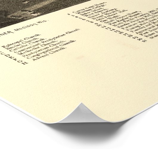 Walla Walla, WA Panorama Karte - 1884 Poster (Ecke)