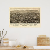 Walla Walla, WA Panorama Karte - 1884 Poster (Küche)