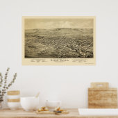 Walla Walla, WA Panorama-Map - 1876 Poster (Küche)