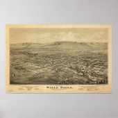 Walla Walla Washington 1876 Antike Panoramabalkart Poster (Vorne)