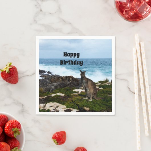Wallaby an den Felsen am Meer, Paper Napkins Serviette (Beispiel)