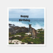 Wallaby an den Felsen am Meer, Paper Napkins Serviette (Vorderseite)