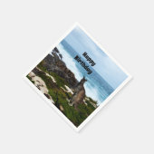 Wallaby an den Felsen am Meer, Paper Napkins Serviette (Ecke)