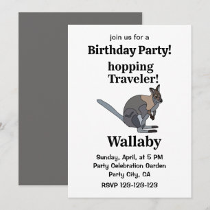 Wallaby Animal Wildlife Funny Birthday Party Einladung